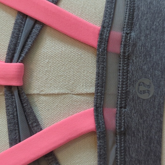 Lululemon size 6 gray with coral straps sports bra - Picture 4 of 6